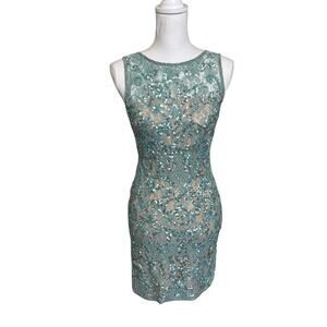 Aidan Mattox Icy Blue Sequin Mini Dress Mermaid Disco Women’s 0
